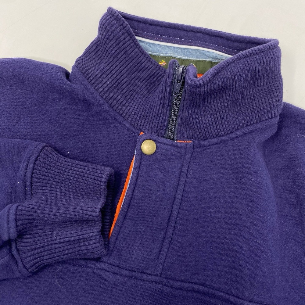 Orvis Sweatshirt Mens Medium Purple 1/4 Zip Snap‎ Pullover Signature Collection